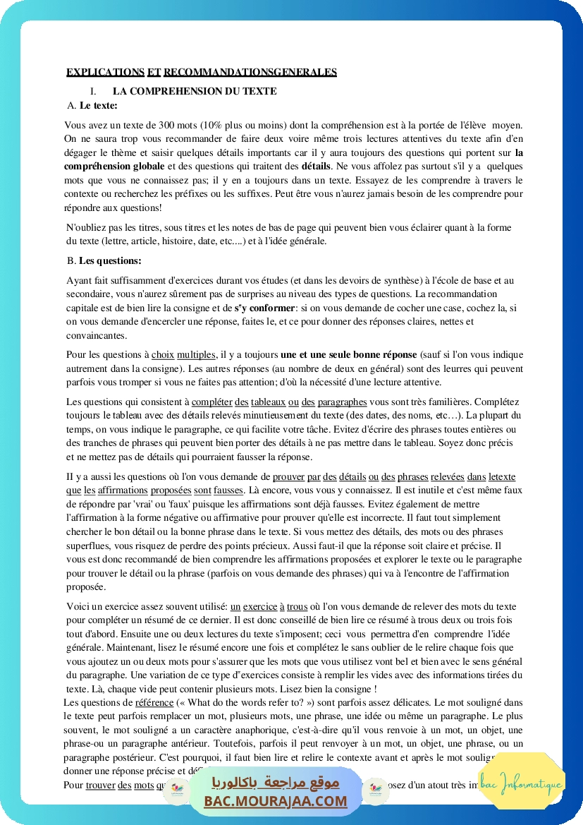 Corrigé principale anglais Bac 2012 – Section info